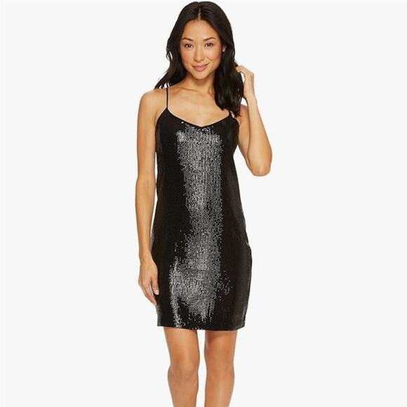 Vince Camuto Black Mini Sequin Cocktail Dress Size XS - Picture 1 of 9